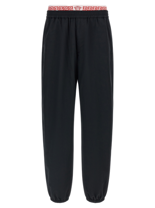Greca Waistband Joggers — Black