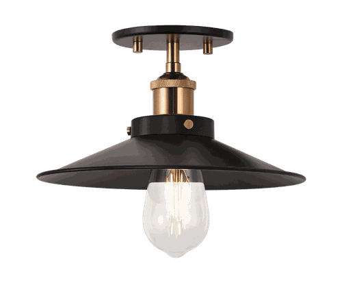 Aged Gold Brass One Light Flush Mount from the Bulstrode'S Workshop Collection