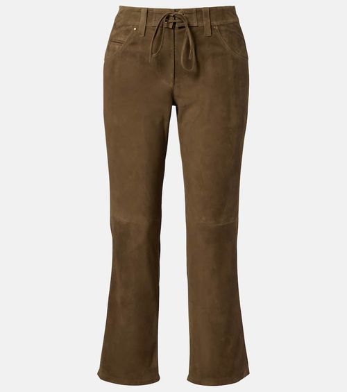 Suede straight-leg pants