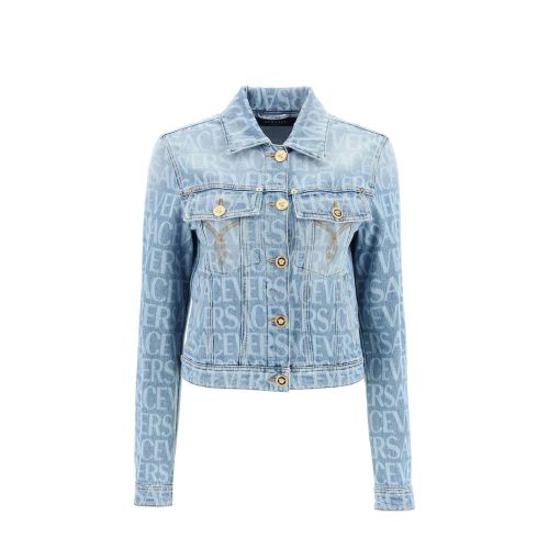 Logo-Printed Denim Jacket — Blue