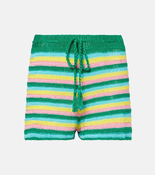 Striped crochet cotton shorts