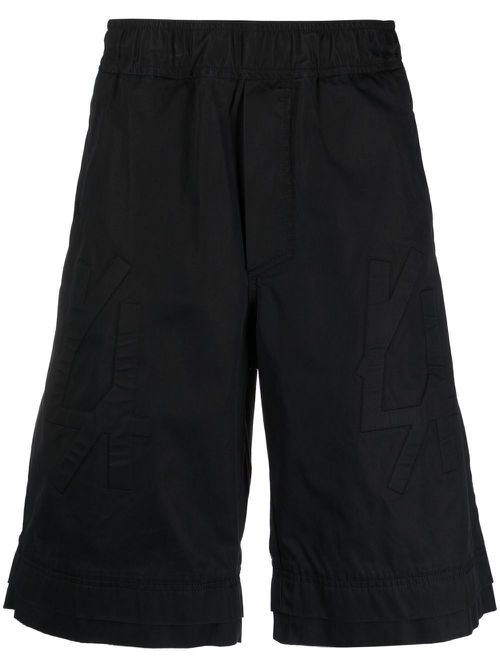Embossed-logo knee-length shorts - Black