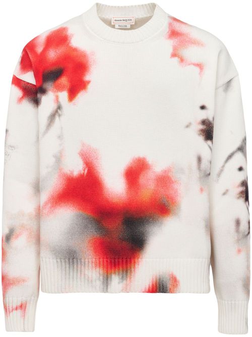 Obscured Flower intarsia-knit jumper - Neutrals