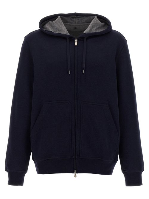 Cotton Blend Hoodie — Navy