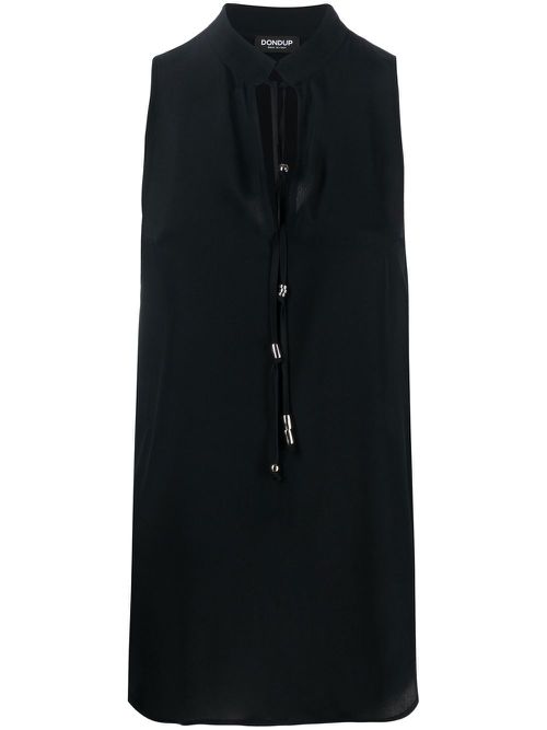 Keyhole-neck sleeveless dress - Black