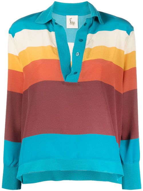 Striped silk blouse - Blue
