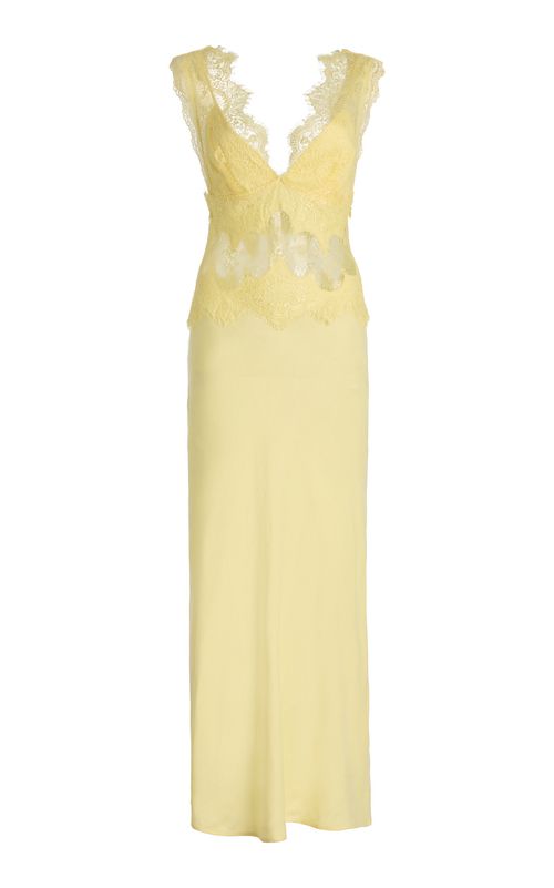 Exclusive Visions Lace-Trimmed Maxi Dress
