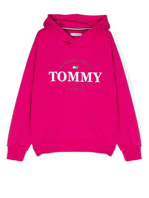 Logo-print long-sleeve hoodie - Pink