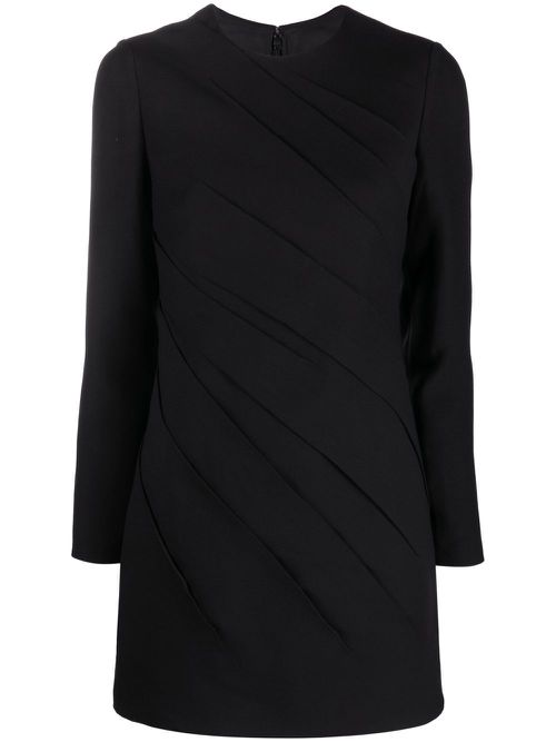 Long-sleeve gathered minidress - Black