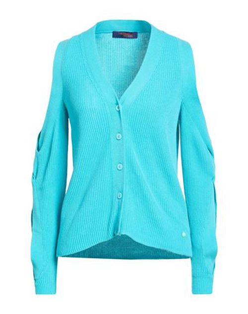 Woman Cardigan Turquoise Size XS Cotton