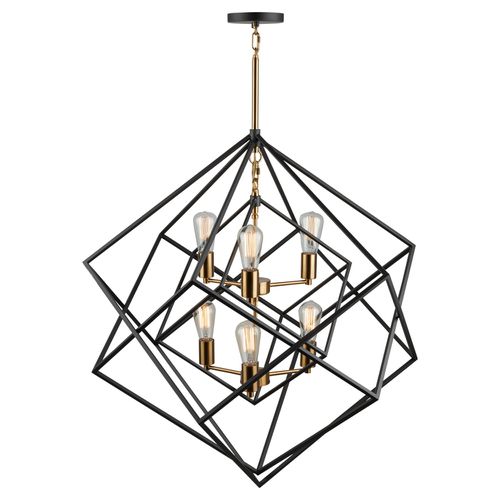 Matte Black & Harvest Brass Chandelier from the Artistry Collection