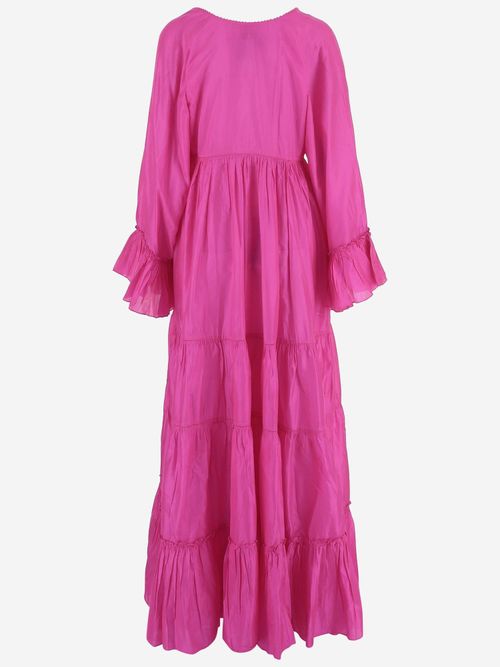 Ruffled Silk Dress — Pink