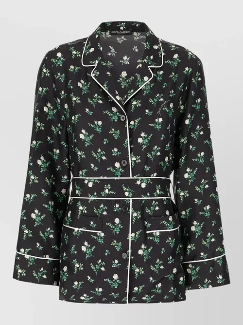 Dolce&Gabbana - silk blouse belt waist floral piping