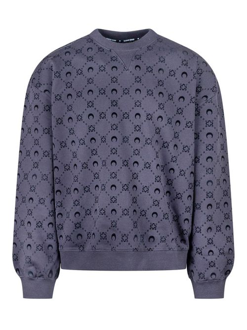 Marine Greenhouses Sweatshirt Blue With Logo Pattern All Over