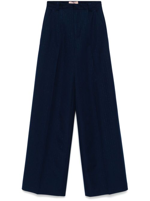 Pinstripe wide-leg trousers - Blue