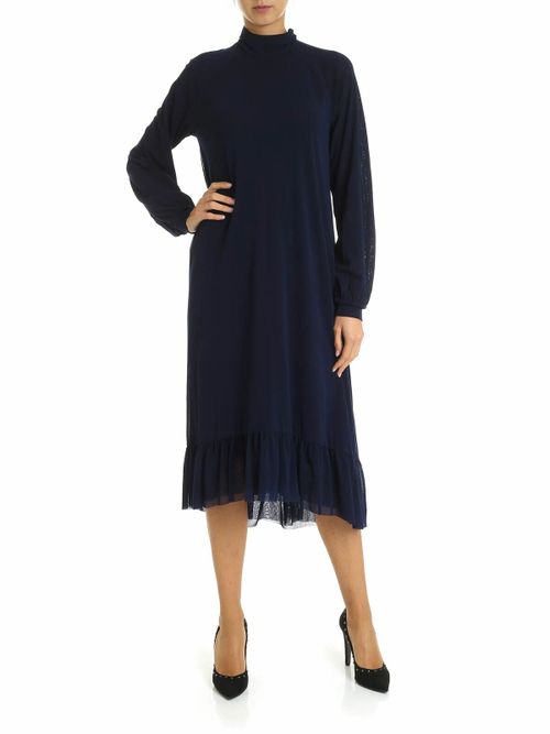 Dress with flounces in blue