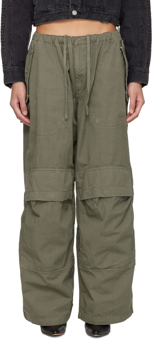 Khaki Mid-Rise Articulated Pockets Cargo Pants
