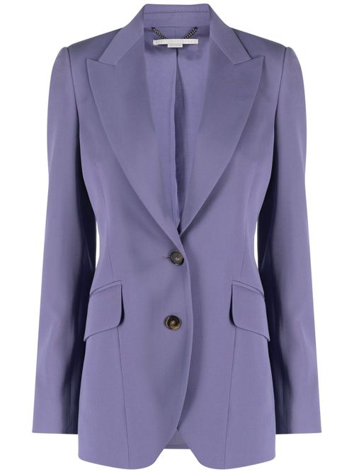 Single-breasted wool blazer - Purple