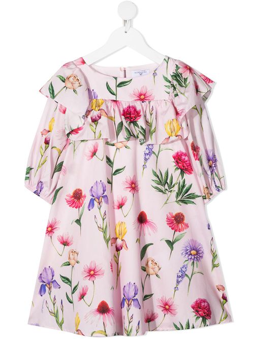 Floral ruffle shift dress - Pink
