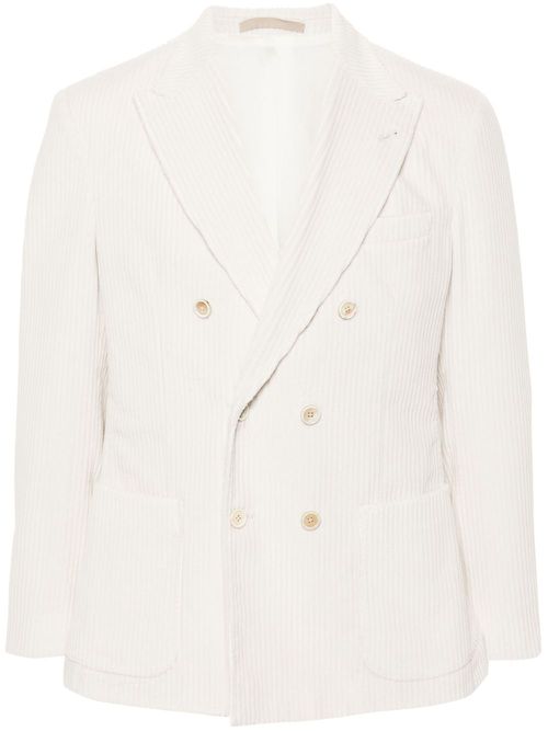 Double-breasted corduroy blazer - Neutrals