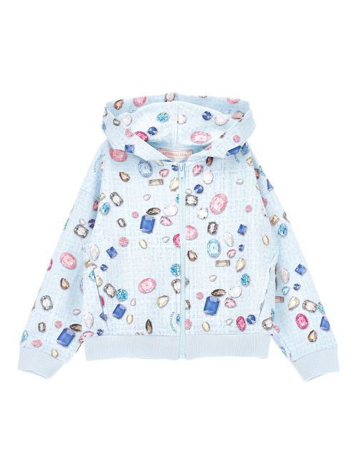 Gem-embellished hoodie - Blue