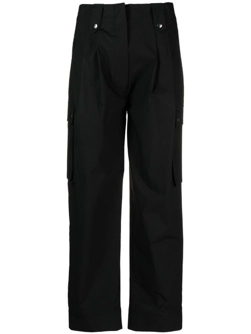 Cropped straight-leg trousers - Black