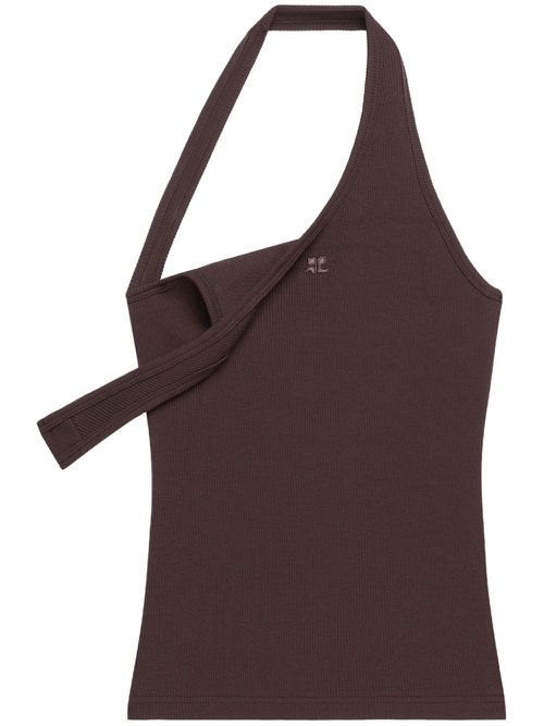 90's asymetric ribbed tank top - Brown