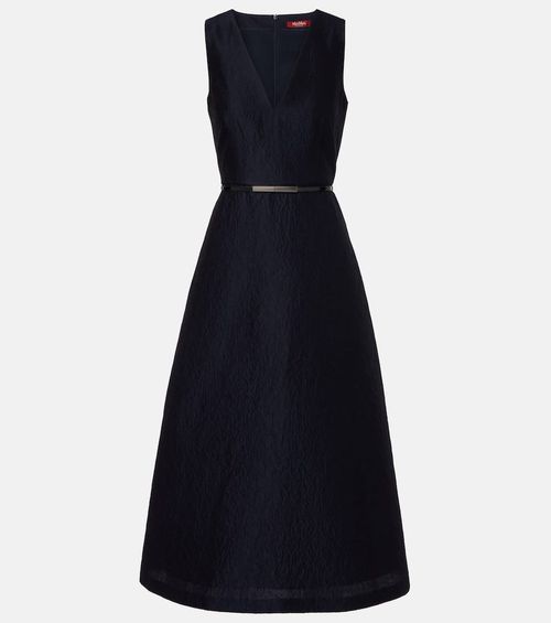 Lyon cotton and silk-blend cloqué midi dress