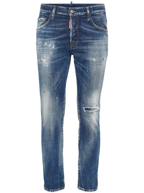 Distressed slim-cut jeans - Blue