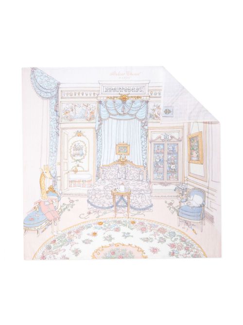 French Bedroom-print cotton blanket - Pink