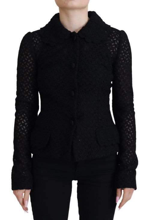 Virgin Wool Knit Jacket — Black