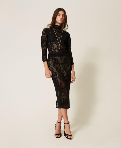 Jacquard knit midi skirt