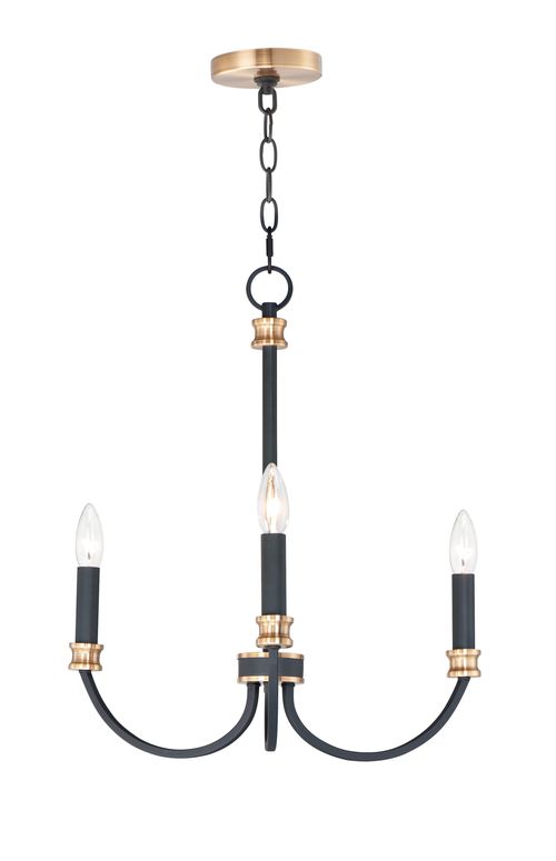 Maxim Charlton 3-Light Transitional Chandelier in Black and Antique Bra