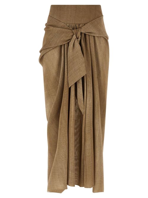 Tie-Waist Linen Skirt — Beige