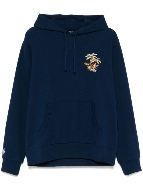 Logo-embroidered hoodie - Blue