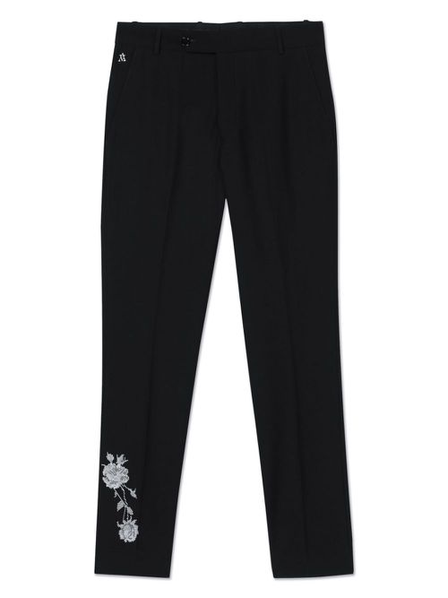 Floral-jacquard trousers - BLACK