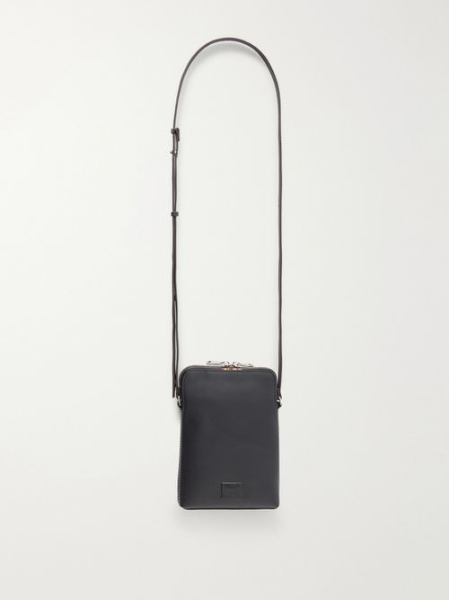 Logo-Embossed Leather Phone Pouch