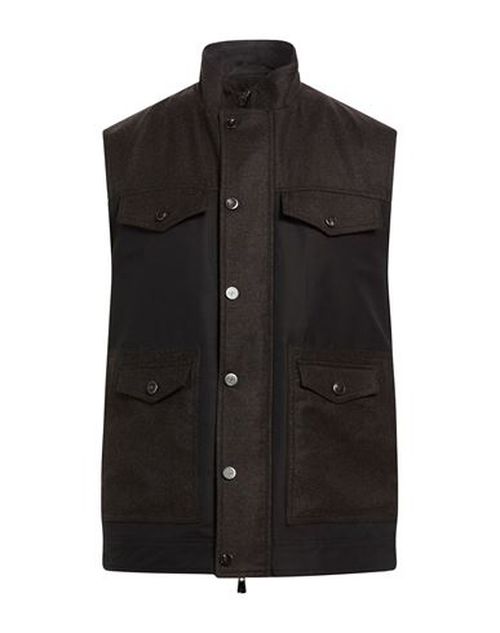 Man Vest Dark brown Size 38 Wool, Polyamide