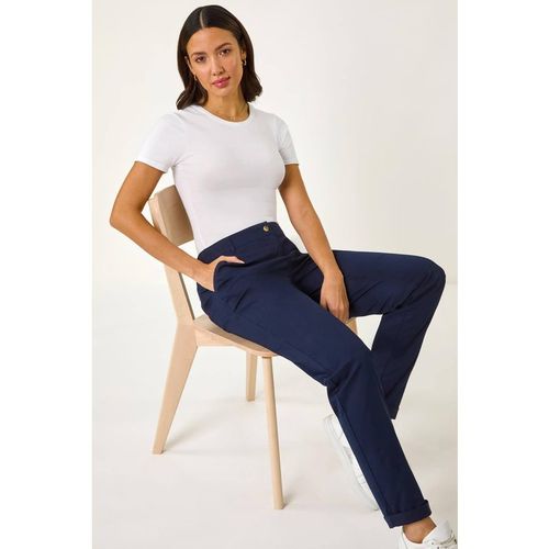 Roman Plain Cotton Chino Trousers In Navy