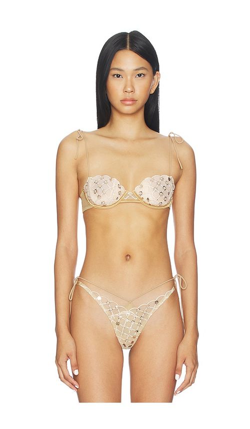 For Love & Lemons Dazzle Me Underwire Bra in Metallic Gold. - L also in M, S, XL