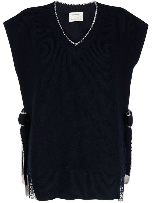 Side-tie detail knitted vest top - Blue