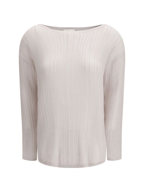 Rib-Knit Cashmere Sweater — Beige