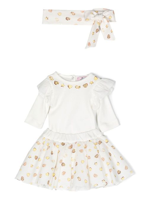 Eyelike-print skirt set - White