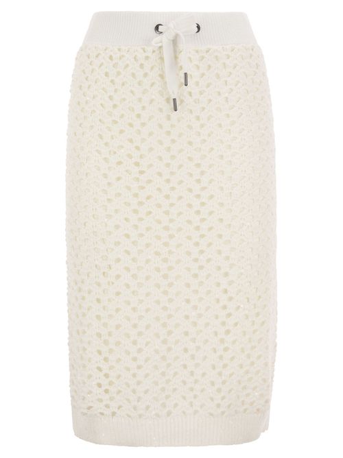 Dazzling Net Knit Skirt In Cotton, Linen And Silk