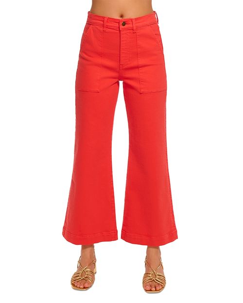 Clifford Cropped High Rise Kick Flare Jeans in Crimson