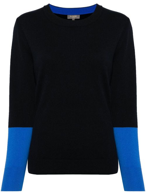 Colour-block cashmere jumper - Black