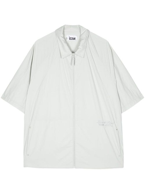 Logo-print zip-up shirt - Grey