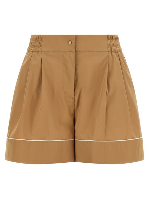 Nylon with Contrasting Piping Bermuda Shorts — Beige