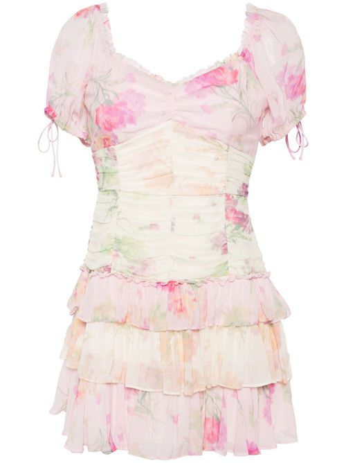 Jupe floral-print minidress - Pink