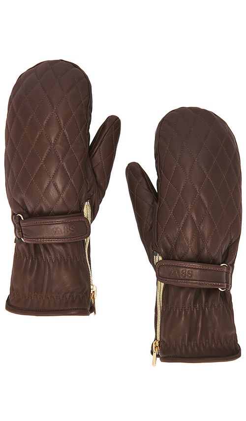 My Sunday Ski Wanderlust Shearling Ski Mittens in Brown. M-L. Also in